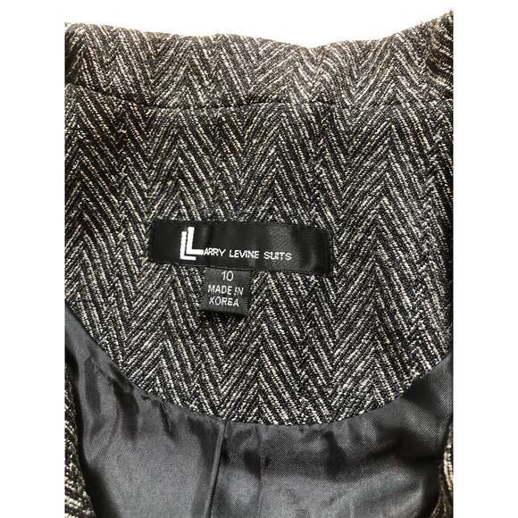 Larry Levine Blazer Womens Size 10 Gray Black Herringbone Lined Career Jacket - Picture 6 of 10